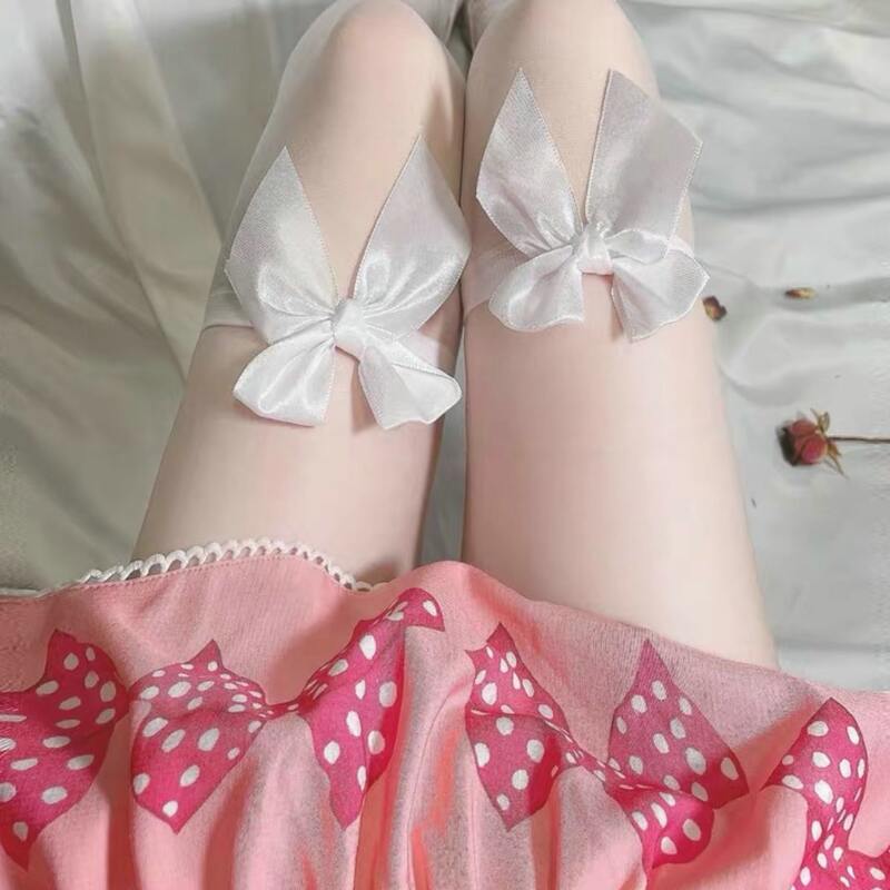 

Bow Decor Stockings, White