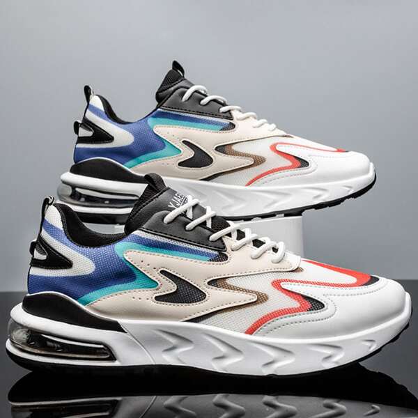 

Men Colorblock Mesh Panel Lace-up Front Sneakers, Multicolor