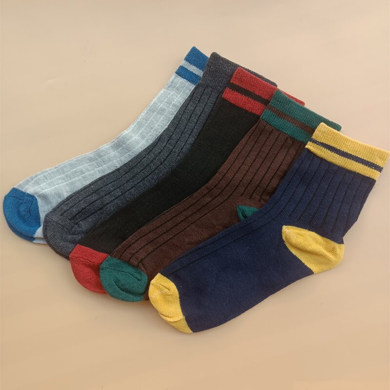 

5pairs Striped Crew Socks, Multicolor