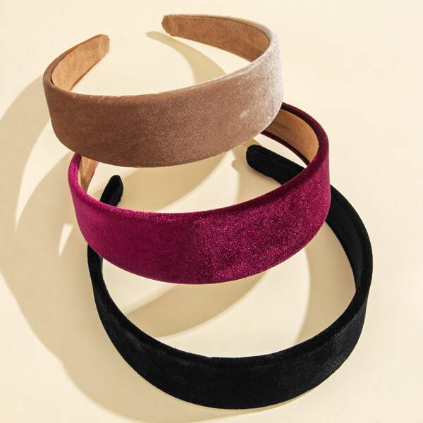

3pcs Wide Hair Hoop, Multicolor
