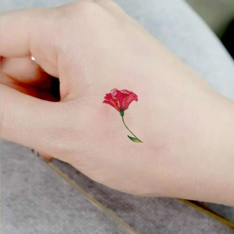 

1sheet Flower Pattern Tattoo Sticker, Red