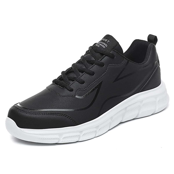 

Men Letter Patch Lace-Up Front Sneakers, Black