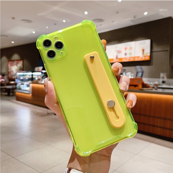 

Neon Lime Phone Case With Wristband Holder, Green
