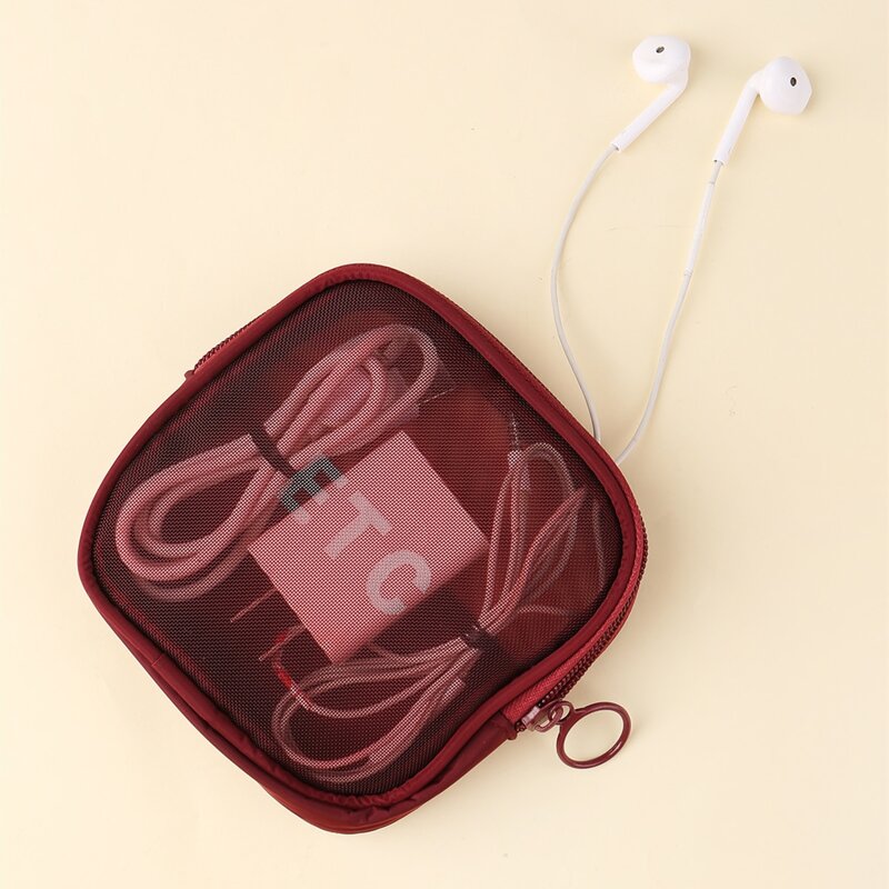 

Mesh Square Makeup Bag, Burgundy