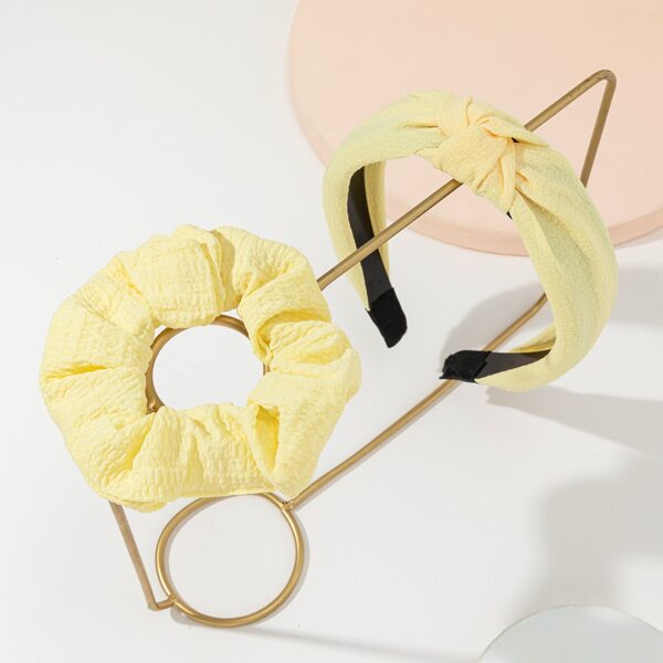 

1pc Knot Hair Hoop & 1pc Scrunchie, Yellow