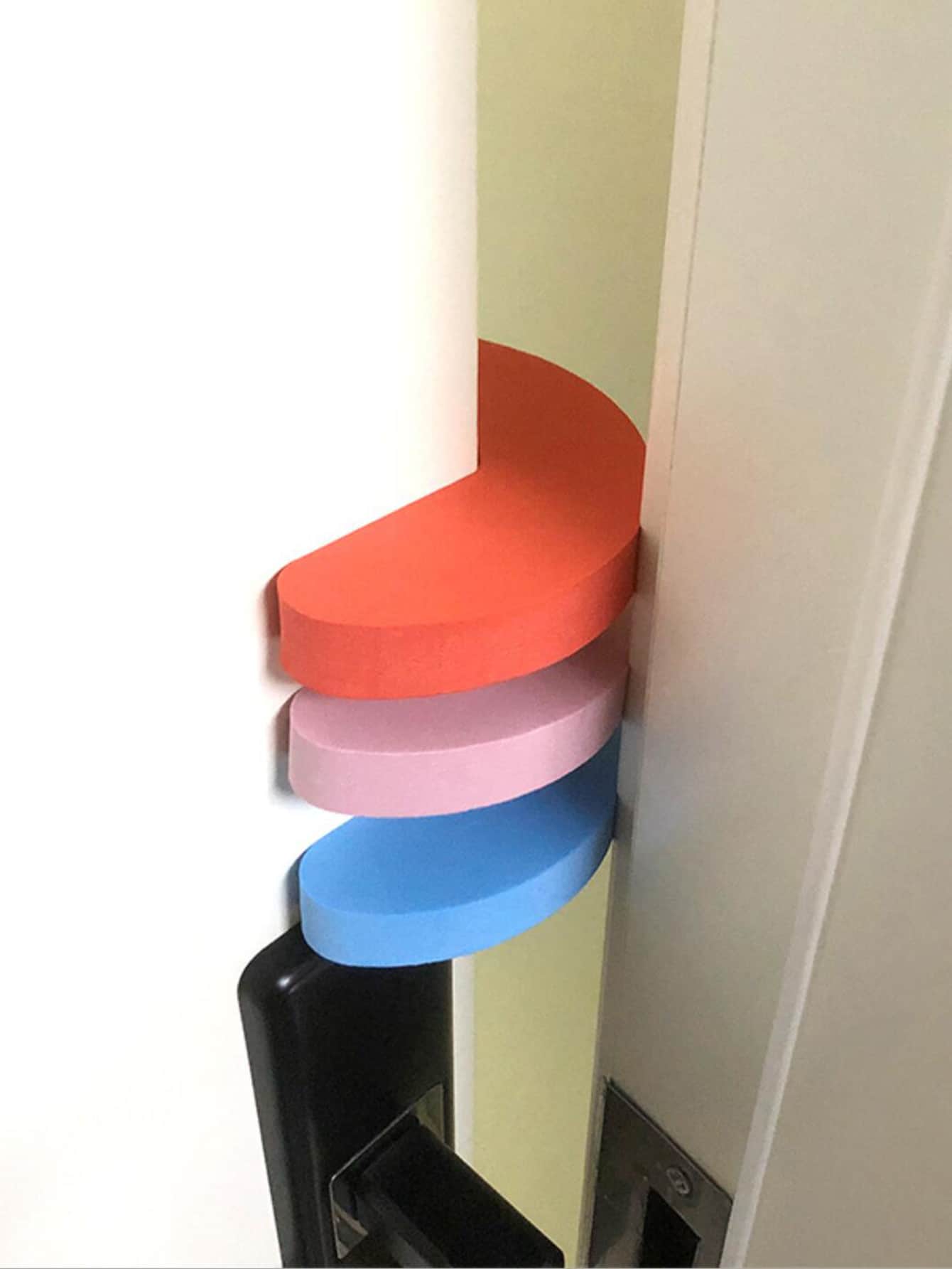 1pc Anti-Pinch Door Stopper Safety Door Card- Random Color - Multicolor - View 1