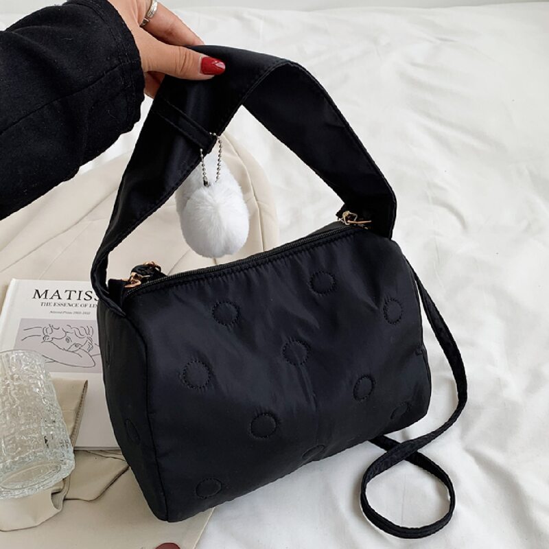 

Minimalist Satchel Bag With Heart Bag Charm, Black