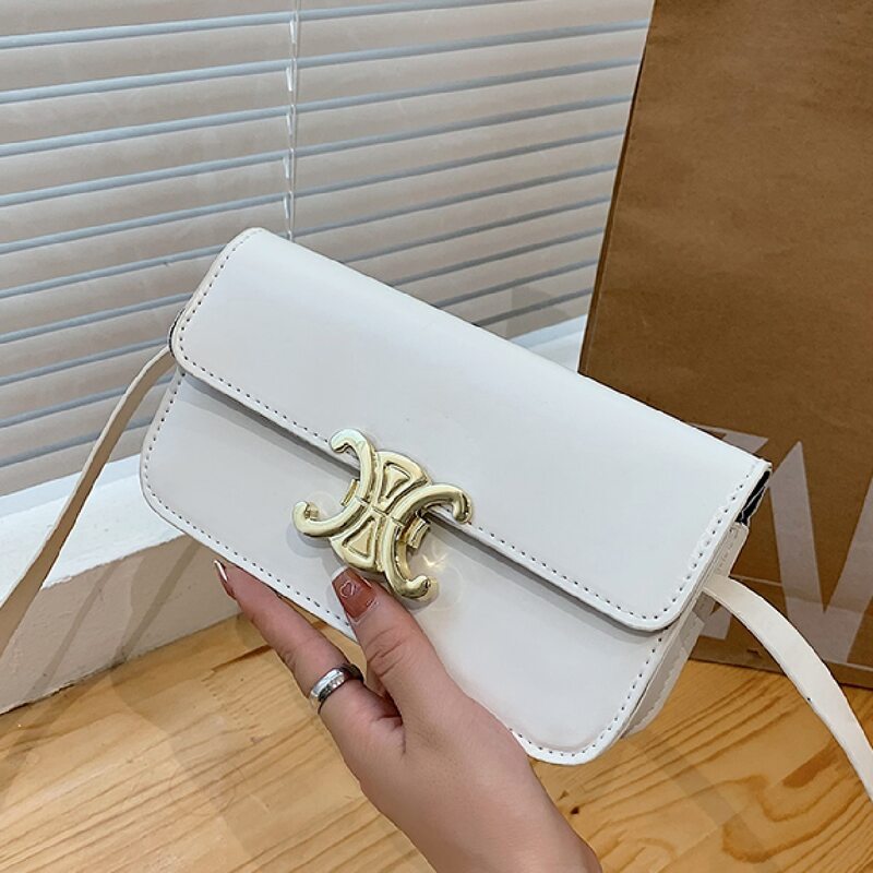 

Metal Buckle Crossbody Bag, White