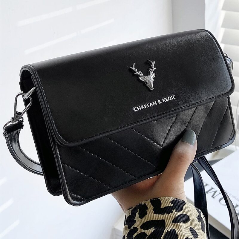 

Quilted Flap Crossbody Bag, Black