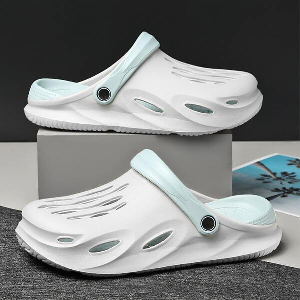 

Men Hollow Out Design Vented Clogs, White