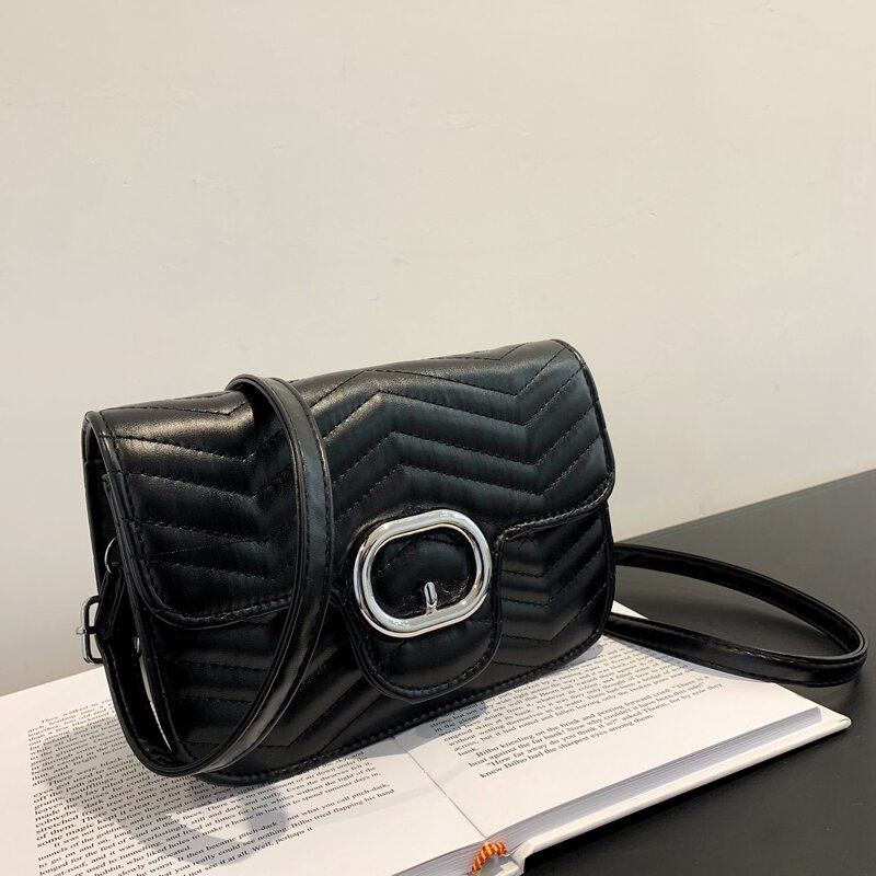 

Quilted Flap Crossbody Bag, Black