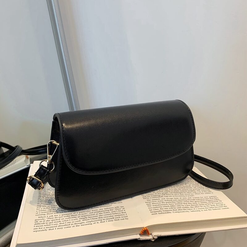 

Minimalist Flap Crossbody Bag, Black