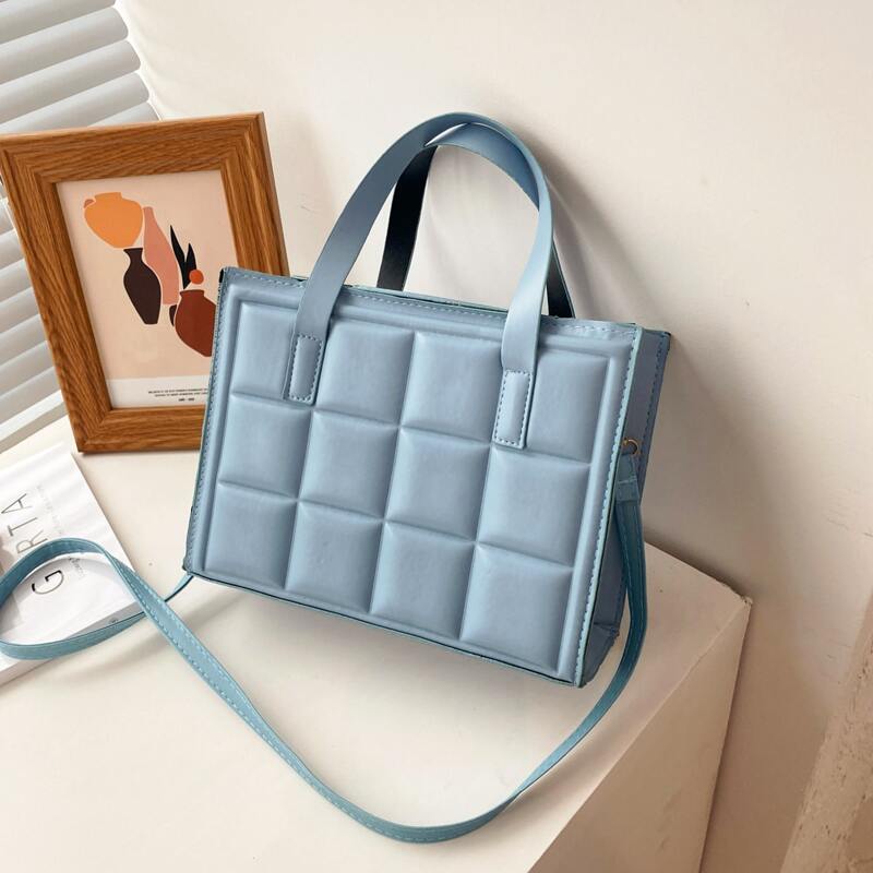 

Minimalist Textured Square Bag, Blue