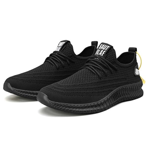 

Men Mesh Panel Lace-Up Front Sneakers, Black