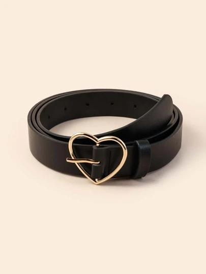 Plus Size Heart Buckle Belt With Punch Tool For Jeans Pants Valentine's Day Summer, School Fall, Autumn, Halloween