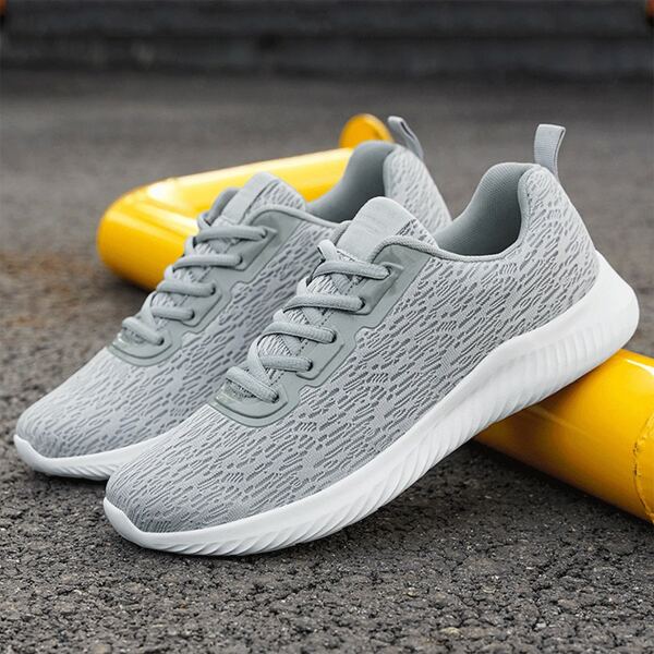 

Men Knit Detail Lace-up Front Sneakers, Light grey