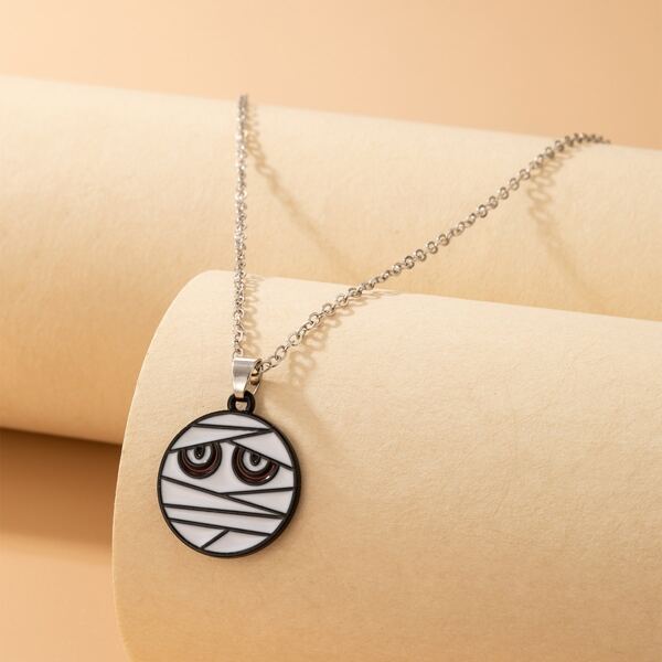

Halloween Mummy Pendant Necklace, White