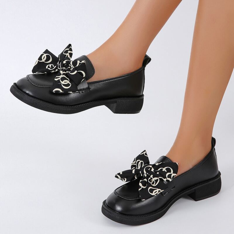 

Scarf Decor Flat Loafers, Black