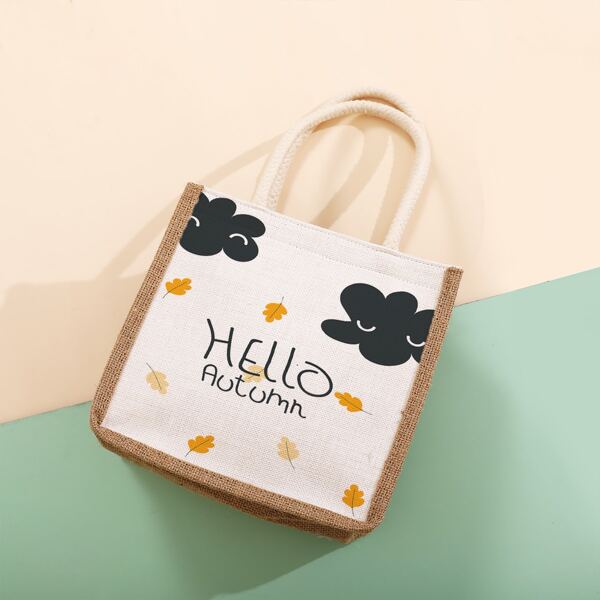 

Letter & Cartoon Graphic Square Bag, Multicolor