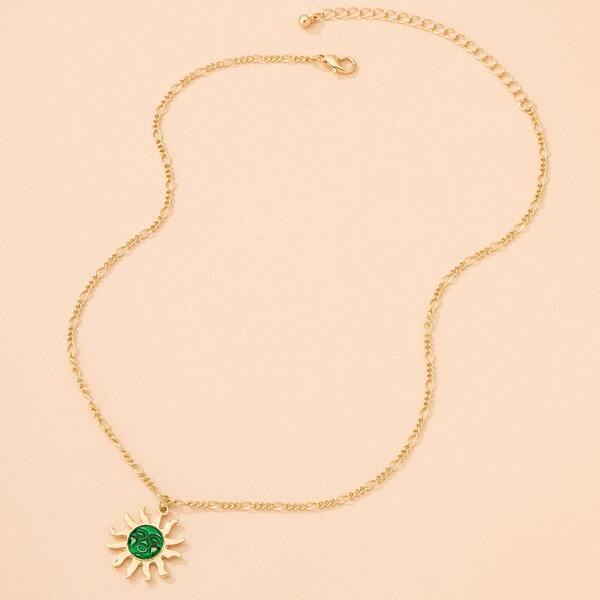 

Sun Pendant Necklace, Green