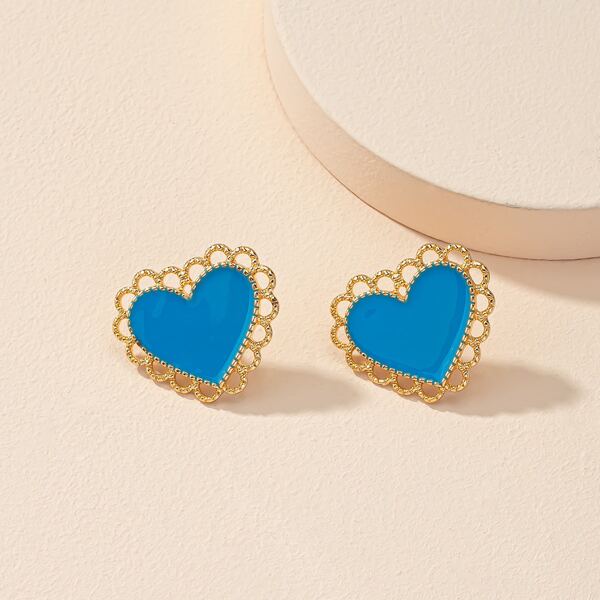 

Heart Stud Earrings, Blue