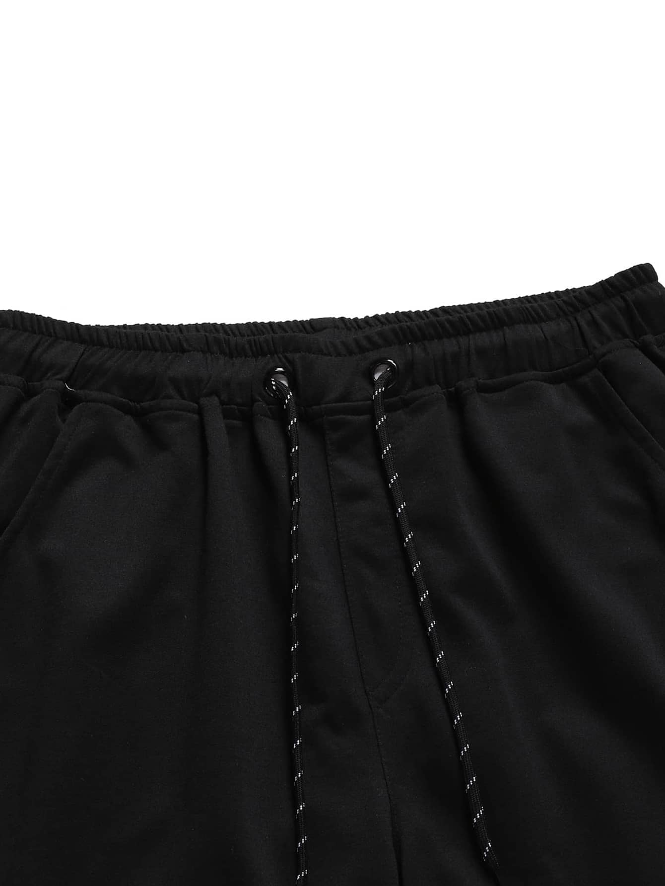 Manfinity Homme 宽松版型男士卡通印花慢跑运动裤，腰部抽绳，外出时尚裤装，男友礼物，黑色图案运动裤，哥特风黑色慢跑裤，狂欢派对 - 黑色 - 查看 4