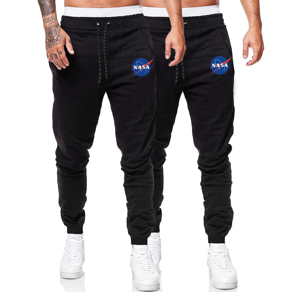 

Guys 2pcs Letter Graphic Drawstring Sweatpants, Black