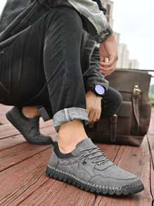 Zapatos de vestir con ribete de puntada para hombre - Gris - Ver 3