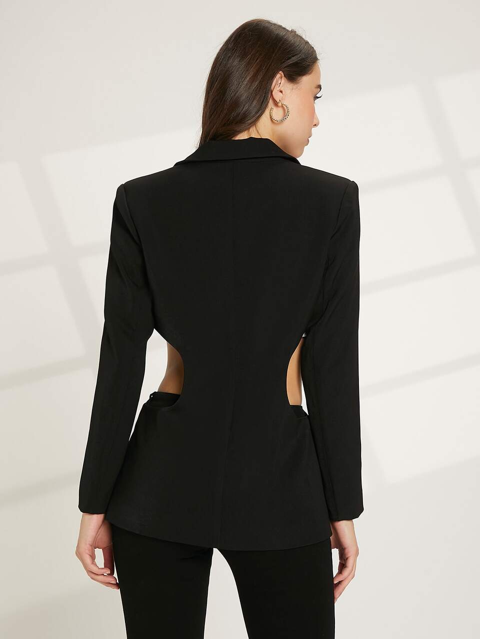 Lapel Neck Cut Out Waist Blazer
