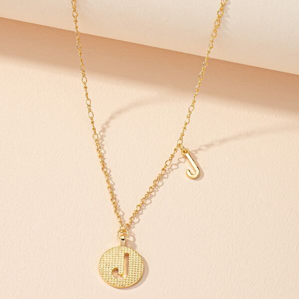 

Letter Graphic Charm Necklace, Gold