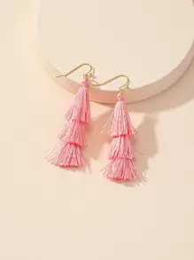 Bông tai thả trang trí tua - Hồng - Xem 1