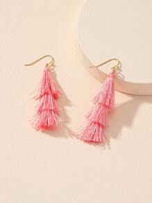 Bông tai thả trang trí tua - Hồng - Xem 2