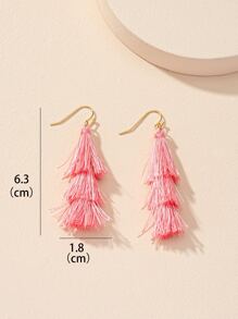 Bông tai thả trang trí tua - Hồng - Xem 3