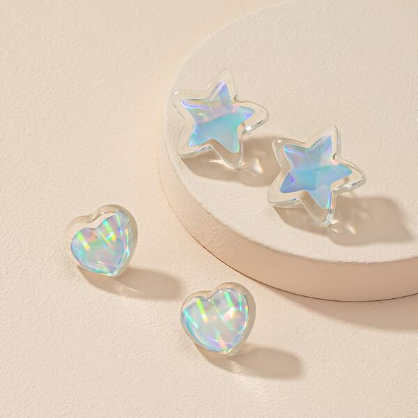 

2pairs Acrylic Stud Earrings, Multicolor