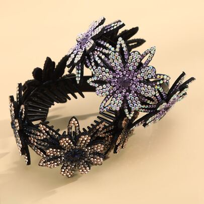 2pcs Rhinestone Flower Decor Hair Clip