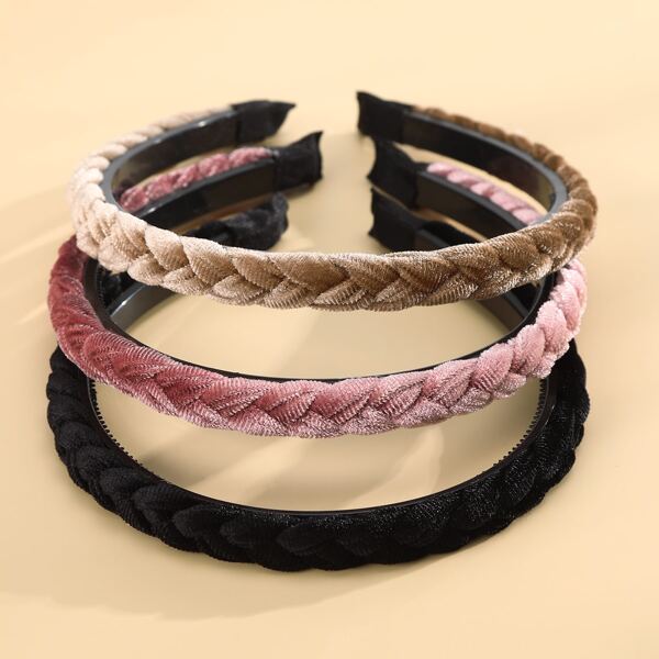 

3pcs Braided Headband, Multicolor