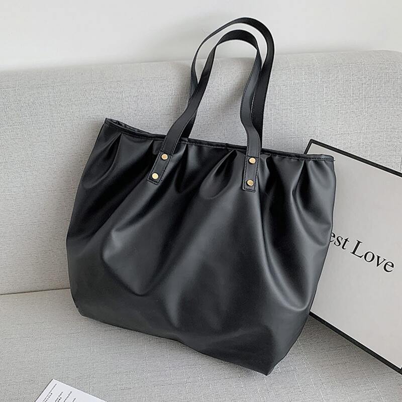 

Minimalist Ruched Tote Bag, Black