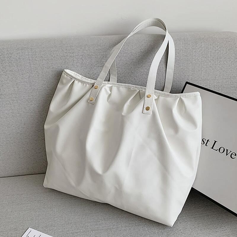 

Minimalist Ruched Tote Bag, White