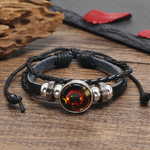 

Leo Symbol Print Layered Bracelet, Multicolor