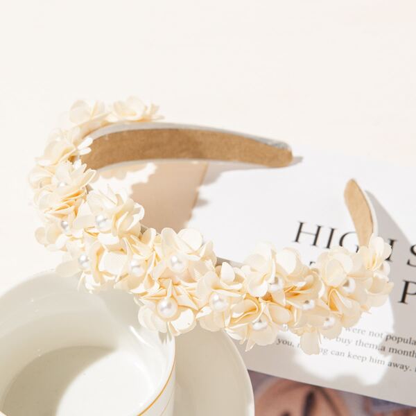 

Flower Decor Headband, White