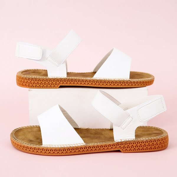 

Minimalist Ankle Strap Flat Sandals, White