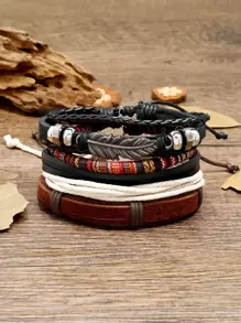 4pcs PU Leather Bracelet - Multicolor - View 1
