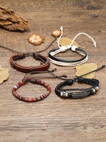 4pcs PU Leather Bracelet - Multicolor - View 2