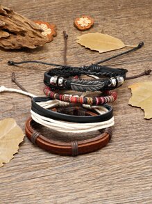 4pcs PU Leather Bracelet - Multicolor - View 3