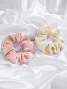 2入組素色打褶髮圈