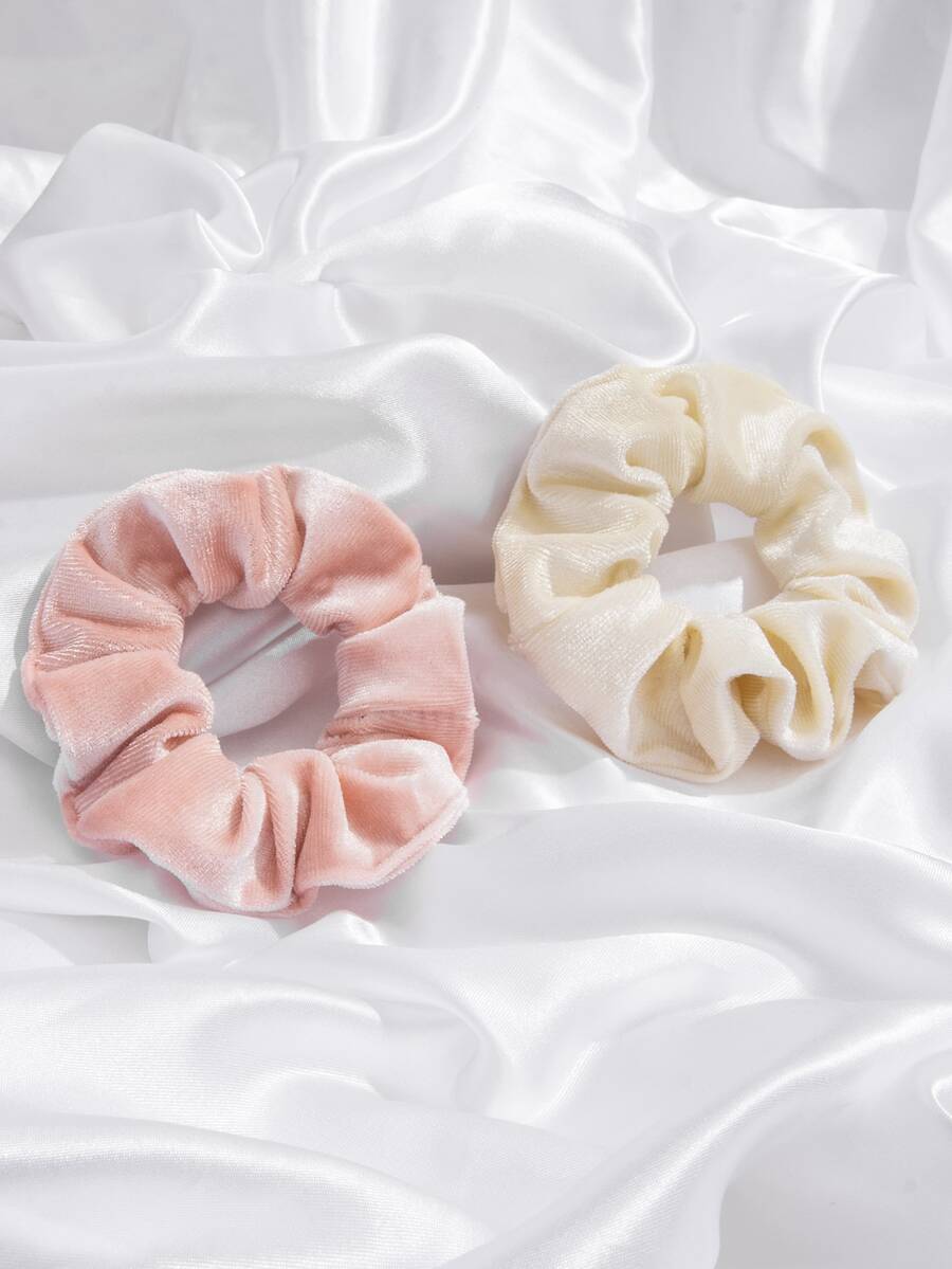 2入組素色打褶髮圈