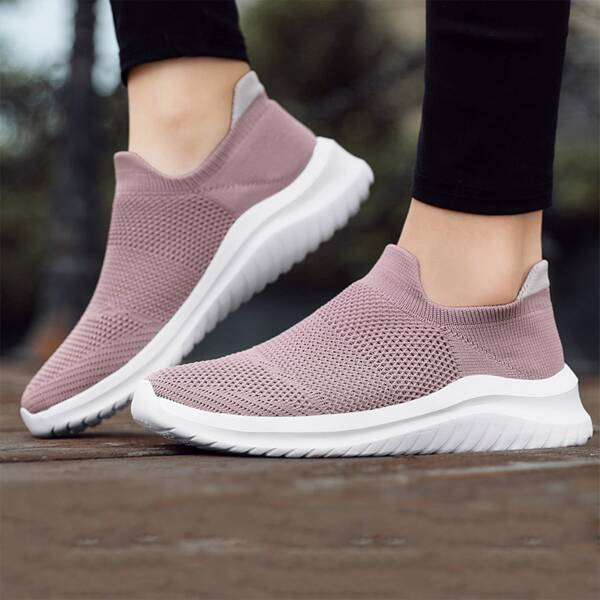 

Knit Detail Slip On Sneakers, Purple