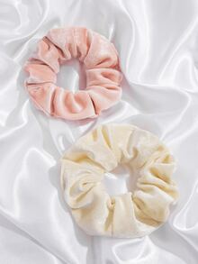 2入組素色打褶髮圈