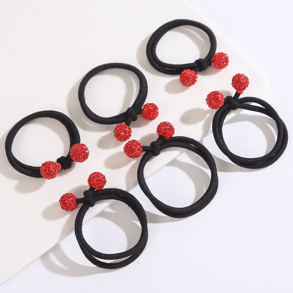 

6pcs Rhinestone Ball Decor Hair Tie, Multicolor