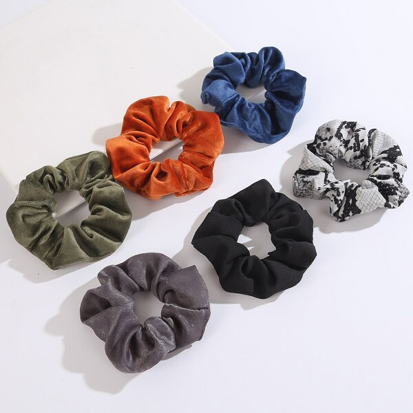 

6pcs Leopard Print Scrunchie, Multicolor